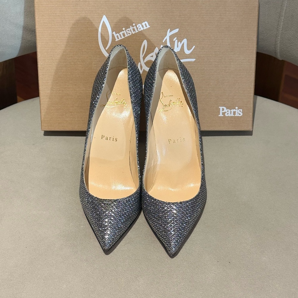 New Christian Louboutin Pigalle Follie Glittering Silver Heels